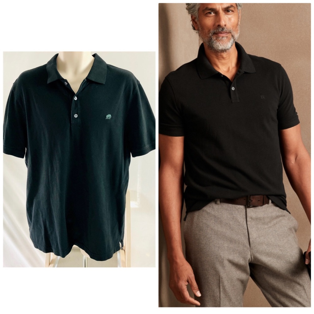 Banana Republic Men Black Polo Shirt Size XL Cotton Stretch